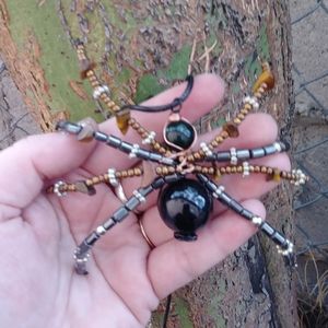 Gemstone wire spider pendant
